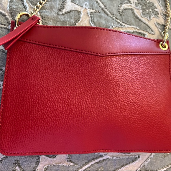 Naturalizer Handbags - Naturalizer Red Leather Clutch with Gold Chain